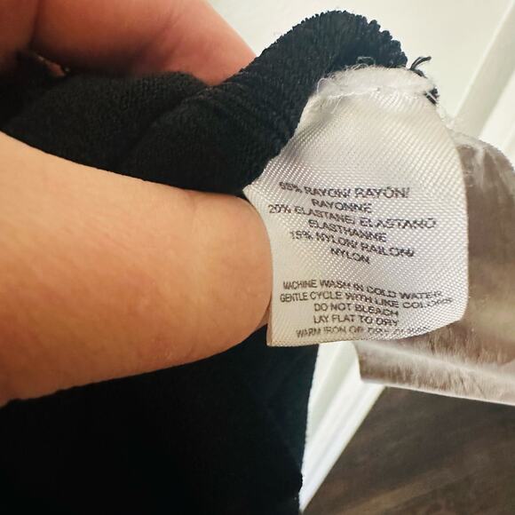 NICHOLAS Women's Compact Column Black Mock Neck Side Slit Midi Dress Size Large - Picture 8 of 12